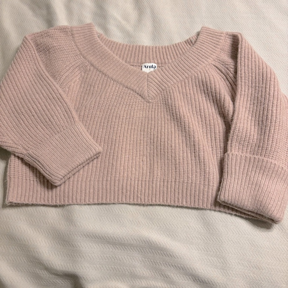 New with Tags Arula Cozy Cropped Sweater Pink Loose Size XLarge